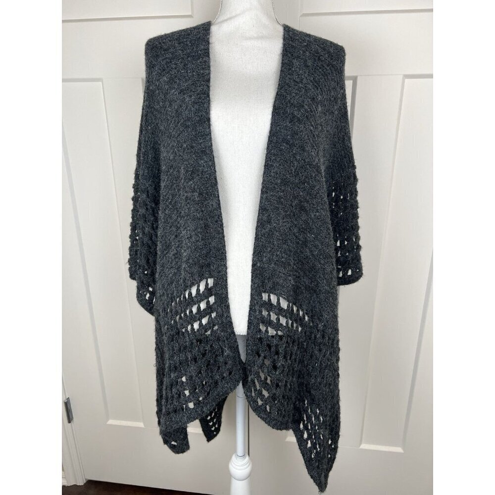 Do everything in love Charcoal Gray Open Crochet Knit Wrap